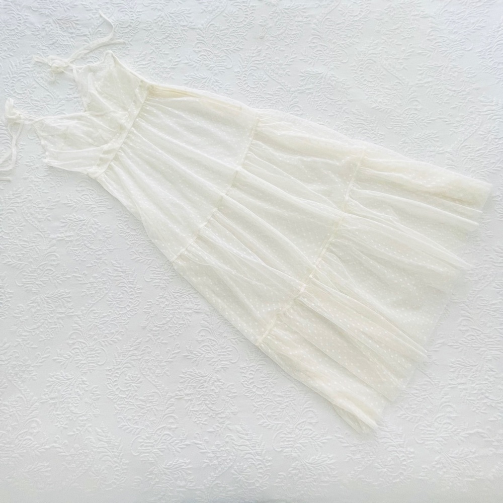 NWOT Lulus Cruise to Catalina Ivory Swiss Dot Sheer Maxi Swim Cover-Up Small - Picture 6 of 14